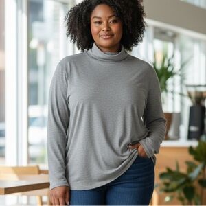 MARLA WYNNE (1X) Grey Turtleneck Top NWT Viscose Soft Stretch  Medium Weight